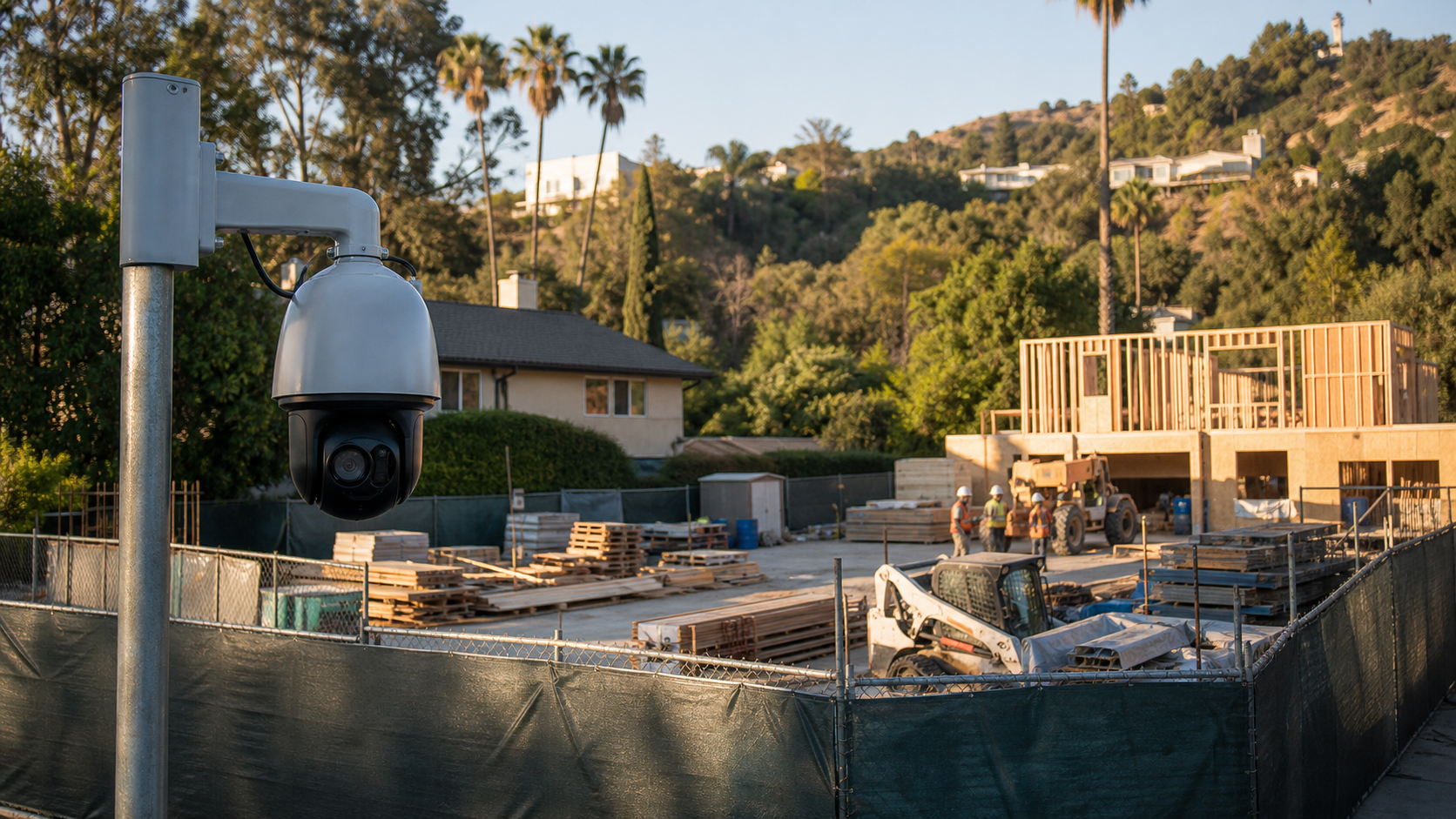 Fire rebuild site security for a property under reconstruction